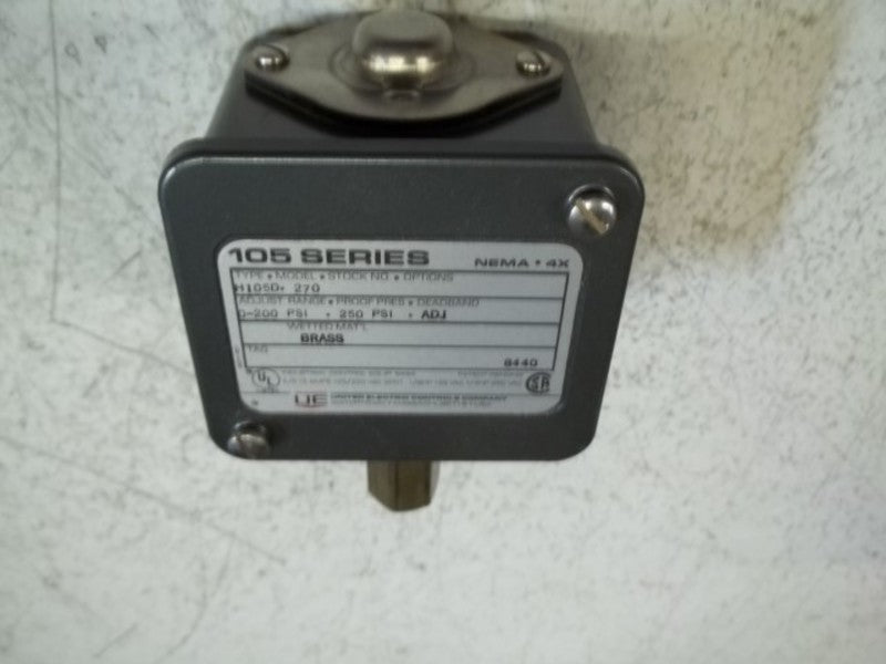 UNITED ELECTRIC H105D-270 PRESSURE SWITCH 0-200 PSI  NSMP