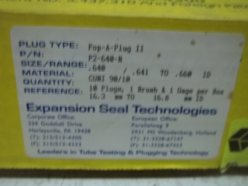 LOT OF 10 CURTISS WRIGHT P2-640-N POP-A-PLUG II KIT NSMP