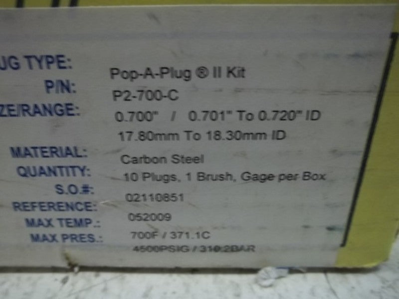 LOT OF 10 CURTISS WRIGHT P2-700-C POP-A-PLUG II KIT NSMP