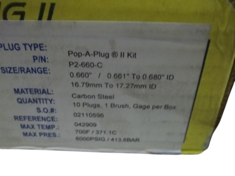 LOT OF 10 CURTISS WRIGHT P2-660-C POP-A-PLUG II KIT NSMP