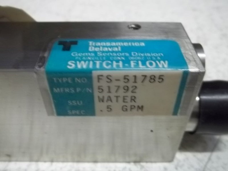 TRANSAMERICA DELAVAL 51792 FLOW SWITCH .5GPM  UNMP