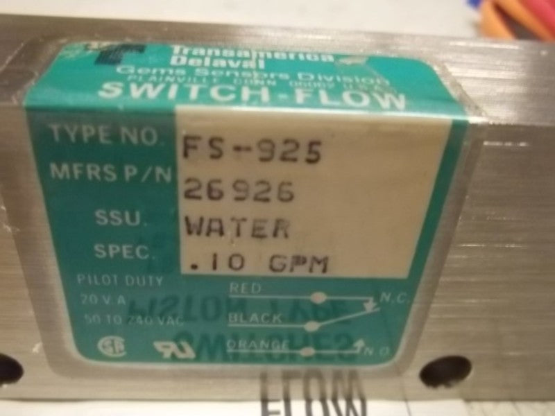 TRANSAMERICA DELAVAL 26926 TYPE FS-295 .10 GPM SWITCH-FLOW  NSMP