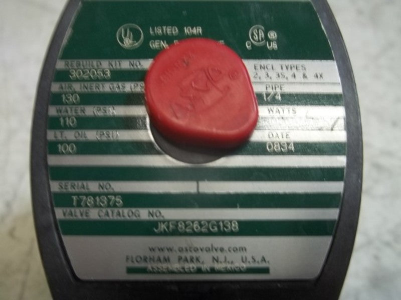 ASCO JKF8262G138 VALVE 120/60 110/50  UNMP