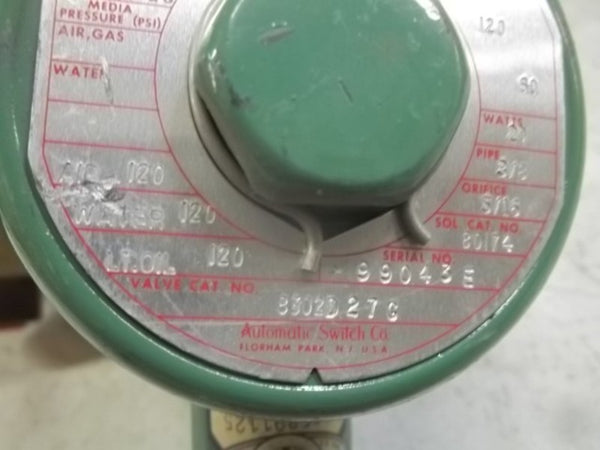 ASCO 8302D27G VALVE 120/60  UNMP