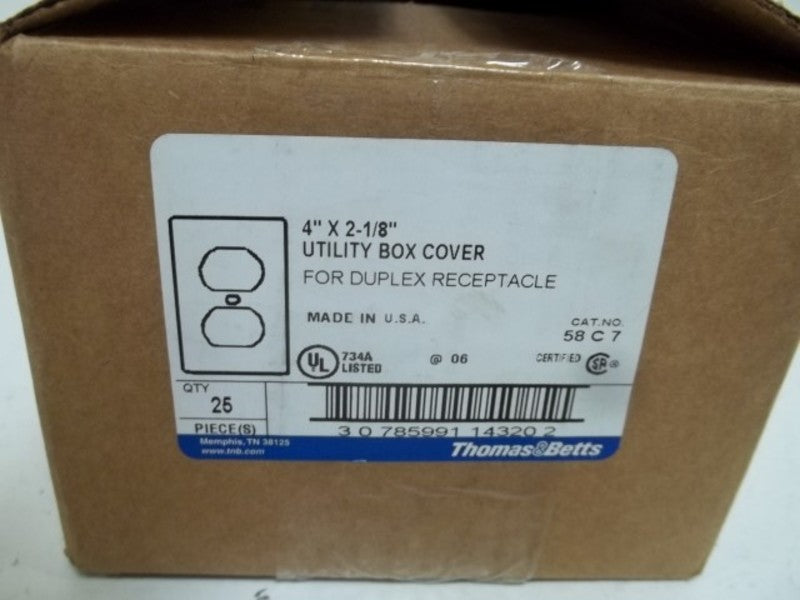 LOT OF 25 THOMAS & BETTS 58C7 BOX COVER NSMP