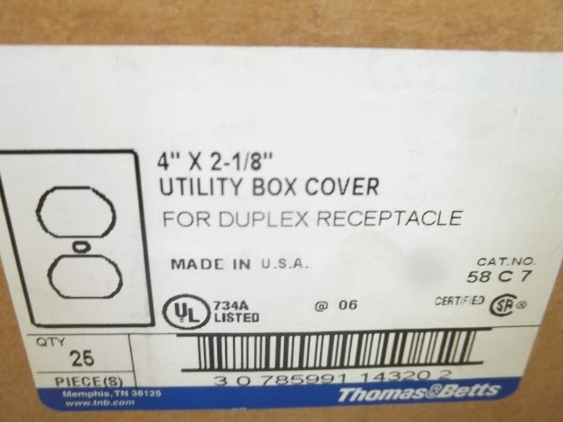 LOT OF 25 THOMAS & BETTS 58C7 BOX COVER NSMP
