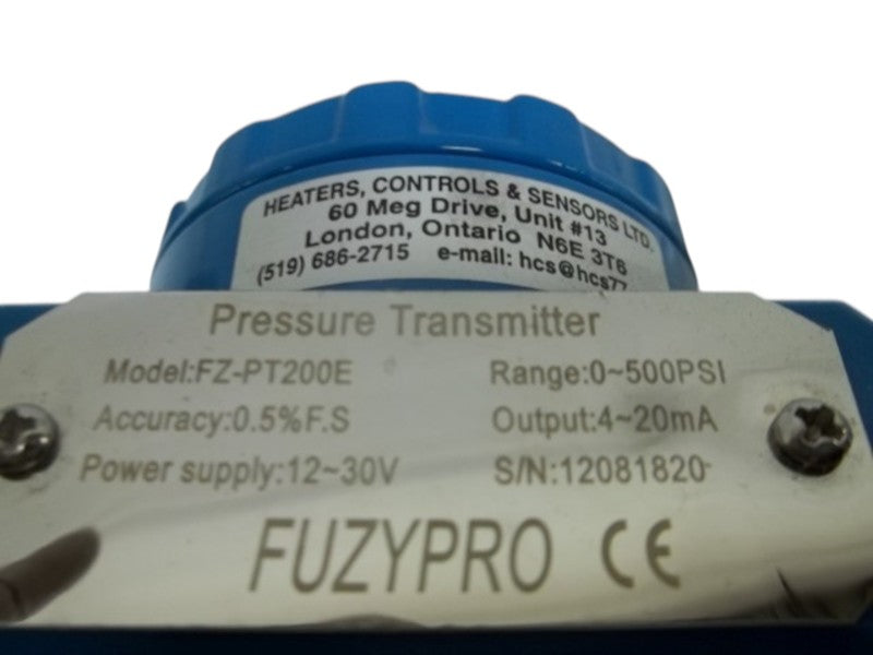 FUZYPRO FZ-PT200E PRESSURE TRANSMITTER 12-30V 0-500 PSI  UNMP