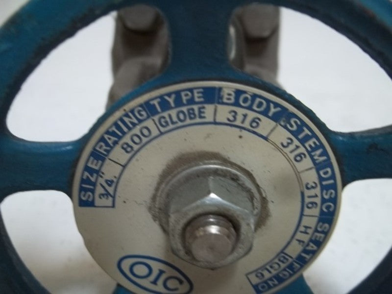 OIC GLOBE316 PRESSURE VALVE 3/4"  UNMP