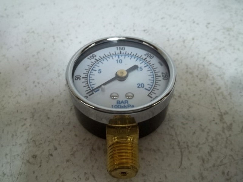 BAR 0-300 PSI GAUGE 1/4 NPT BRASS LOWER 2" DRY  NSMP