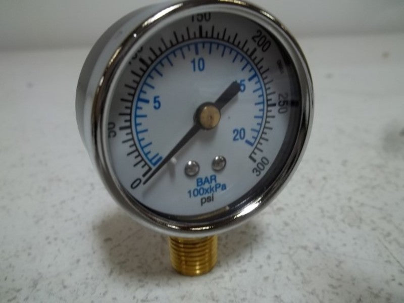 BAR 0-300 PSI GAUGE 1/4 NPT BRASS LOWER 2" DRY  NSMP