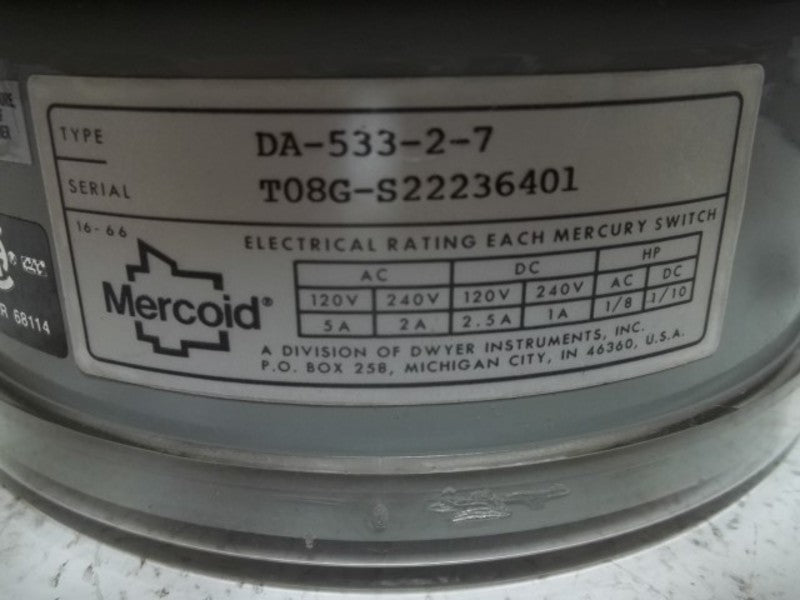 MERCOID DA-533-2-7 PRESSURE SWITCH  NSMP