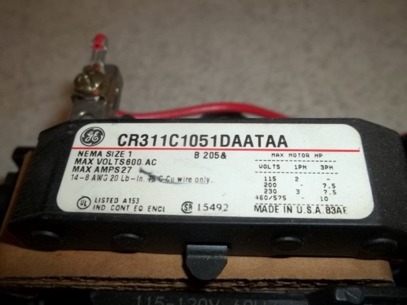 GENERAL ELECTRIC CR311C1051DAATAA 27AMP 600AC STARTER  NSNP