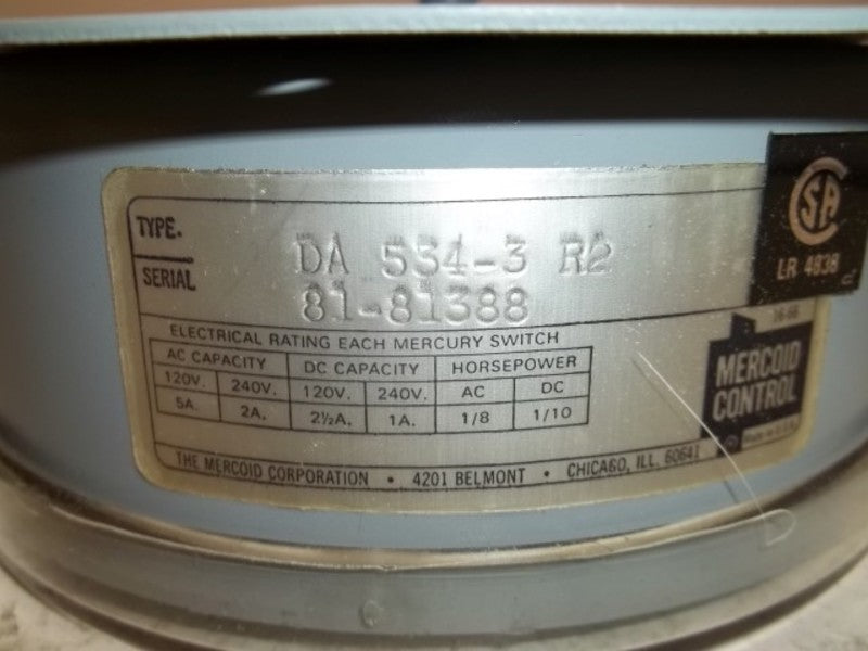 MERCOID CONTROL DA-534-3 PRESSURE SWITCH  NSMP