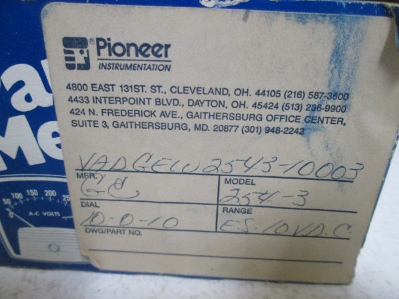 GENERAL ELECTRIC 2543-10003 PANEL METER 10-0-10  NSMP