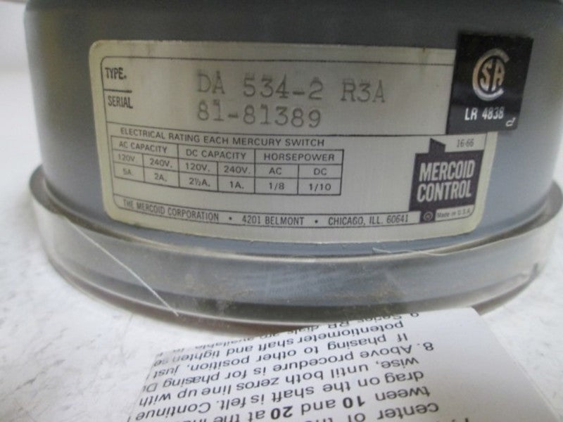 MERCOID CONTROL DA-534-2 PRESSURE SWITCH SPST  NSMP