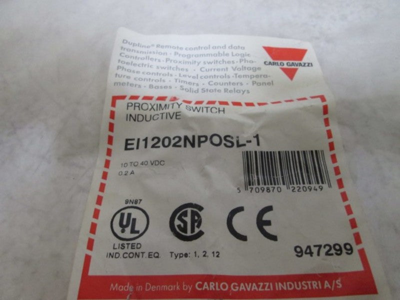 CARLO GAVAZZI EI1202NPOSL-1 INDUCTIVE PROXIMITY SENSOR  NSNP IN A BAG