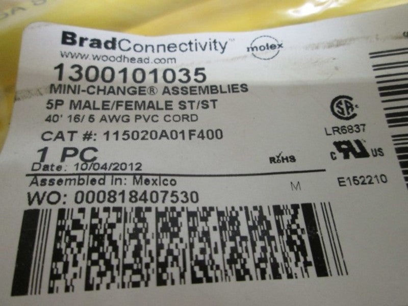 DANIEL WOODHEAD 115020A01F400 CABLE MC 5P MALE/FEMALE  NSMP