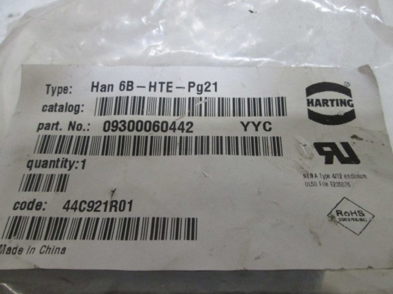 HARTING 0930-006-0442 TOP ENTRY HOOD  NSNP IN A BAG