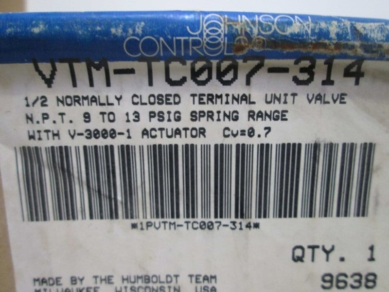 JOHNSON CONTROLS VTM-TC007-314 ACTUATED VALVE  NSFS