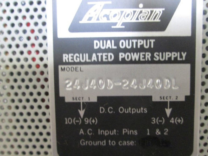 ACOPIAN 24J40D-24J40DL DUAL OUTPUT POWER SUPPLY  NSMP