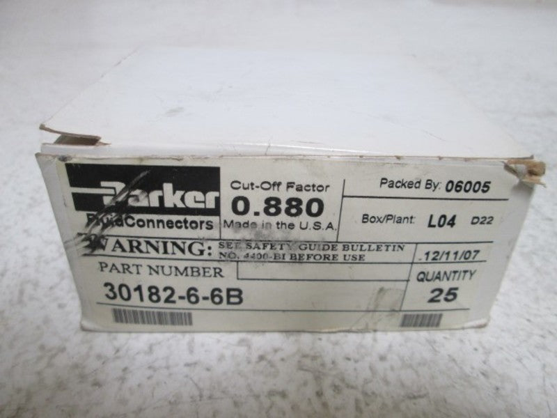LOT OF 25 PARKER 30182-6-6B MALE PIPE ADAPTER NSMP