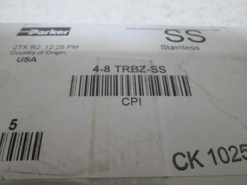 LOT OF 5 PARKER 4-8 TRBZ-SS CPI FITTING NSMP
