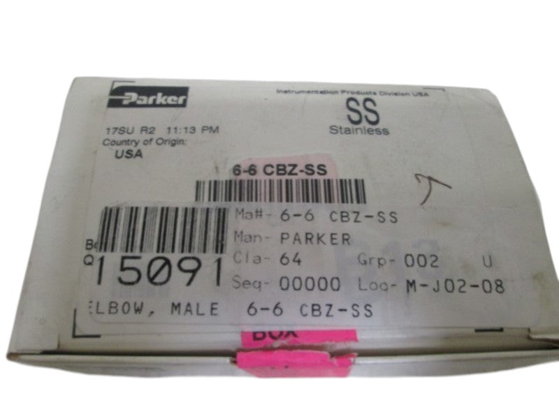 LOT OF 8 PARKER 6-6 CBZ-SS CPI FITTING NSMP