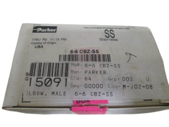 LOT OF 8 PARKER 6-6 CBZ-SS CPI FITTING NSMP