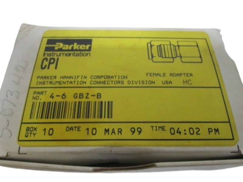 LOT OF 9 PARKER 4-6 GBZ-B CPI FITTING  NSMP