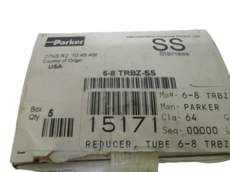 LOT OF 5 PARKER 6-8 TRBZ-SS REDUCER NSMP