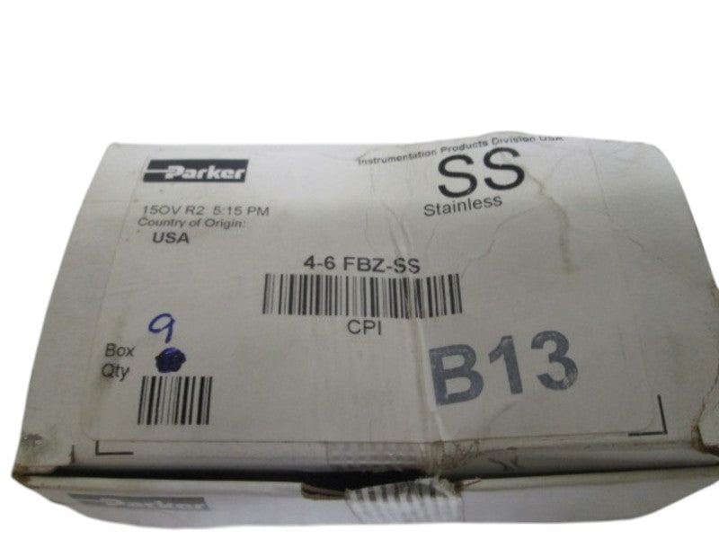LOT OF 9 PARKER 4-6 FBZ-SS MALE CONNECTOR NSMP