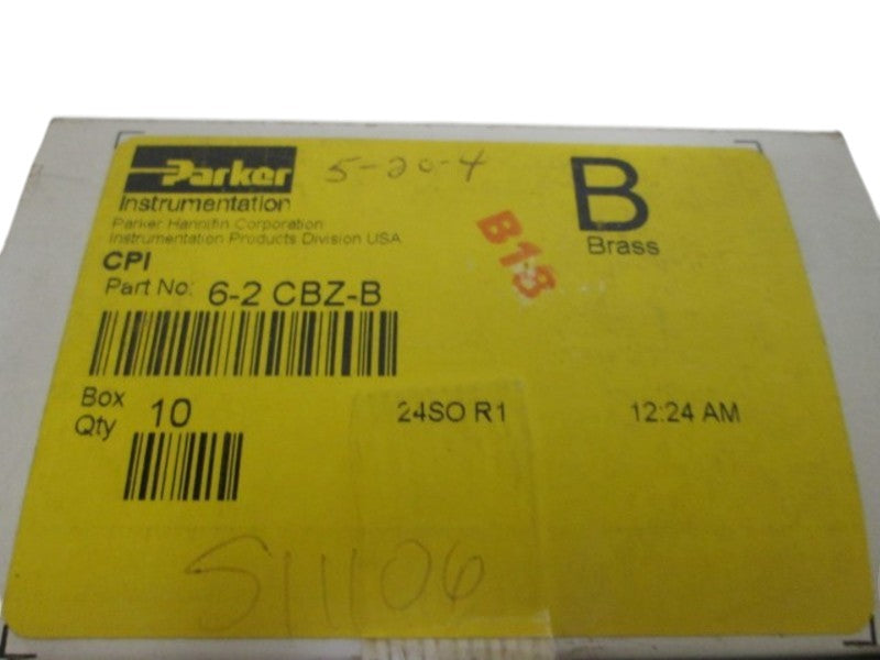 LOT OF 10 PARKER 6-2 CBZ-B CPI FITTING NSMP