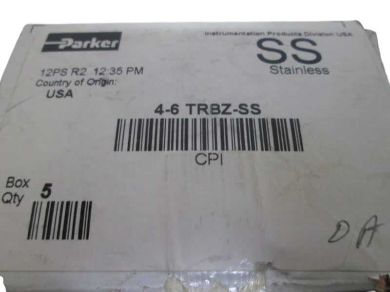 LOT OF 5 PARKER 4-6 TRBZ-SS CPI TUBE END REDUCER NSMP