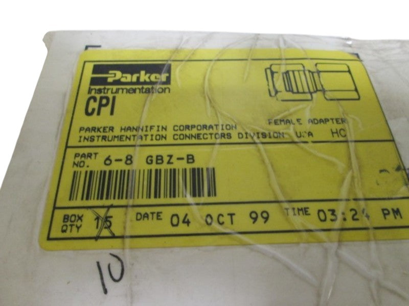LOT OF 10 PARKER 6-8 GBZ-B BRASS FEMALE CONNECTOR NSMP