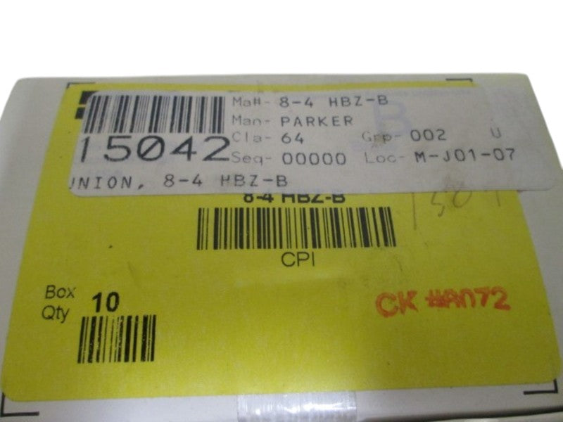 LOT OF 10 PARKER 8-4 HBZ-B CPI BRASS REDUCING UNION NSMP