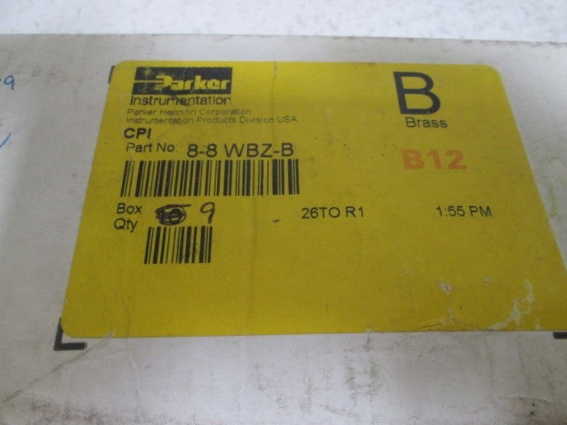 LOT OF 9 PARKER 8-8 WBZ-B BULKHEAD BRASS UNION  NSMP