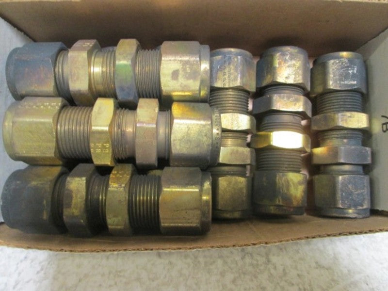 LOT OF 9 PARKER 8-8 WBZ-B BULKHEAD BRASS UNION  NSMP