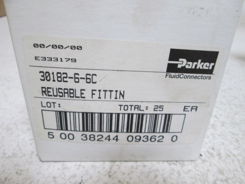 LOT OF 25 PARKER 30182-6-6C REUSABLE FITTING NSMP