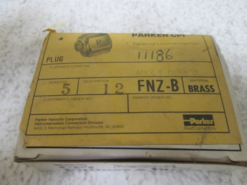 LOT OF 5 FNZ-B CPI FITTING BRASS PLUG NSMP