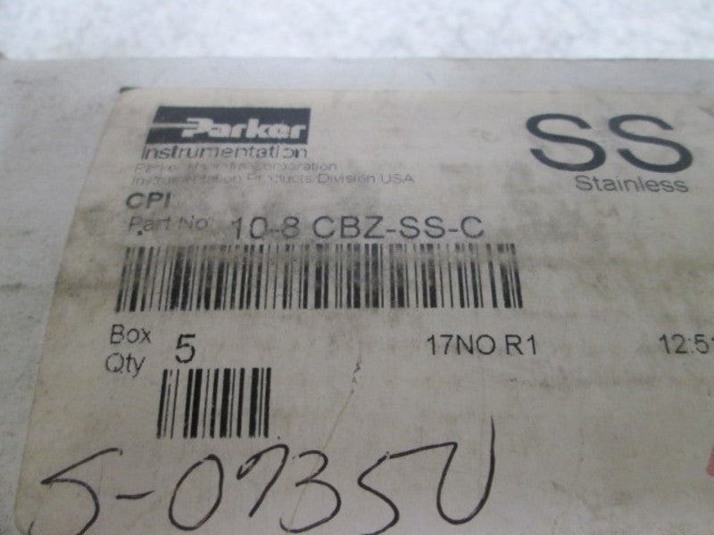 LOT OF 5 PARKER 10-8 CBZ-SS-C CPI ELBOW NSMP