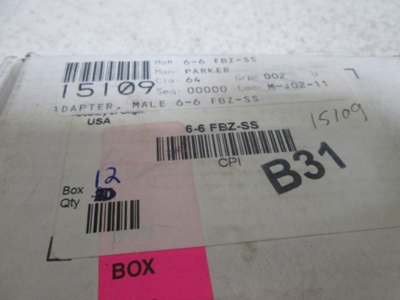 LOT OF 12 PARKER 6-6 FBZ-SS NSMP