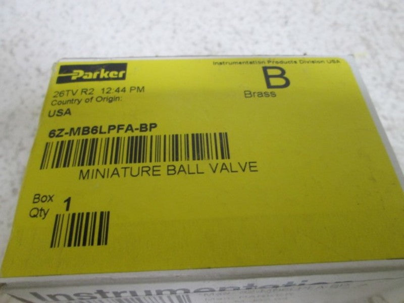 PARKER 6Z-MB6LPFA-BP MINIATURE BALL VALVE  NSMP