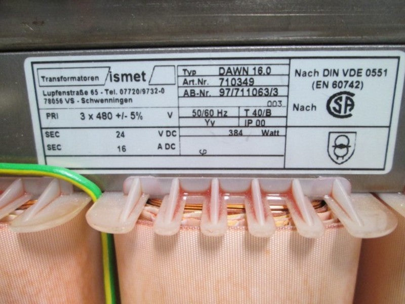 ISMET EN 60742 TRANSFORMER 50/60 HZ  NSNP