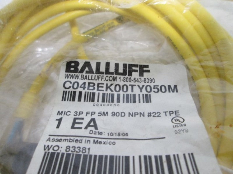 BALLUFF C04BEK00TY050M CORDSET FEMALE CONNECTOR 5 PIN  FACTORY BAG