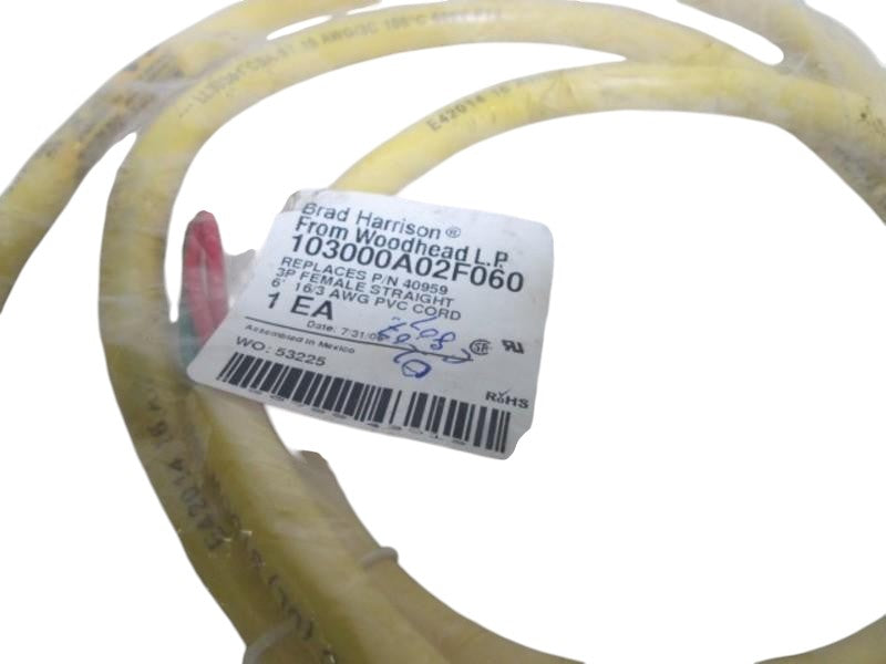 BRAD HARRISON 103000A023F060 FEMALE CABLE 3 PIN  NSNP IN A BAG