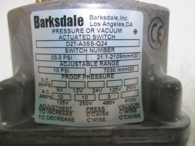 BARKSDALE D2T-A3SS 480V 10A 0.03-3PSI UNMP