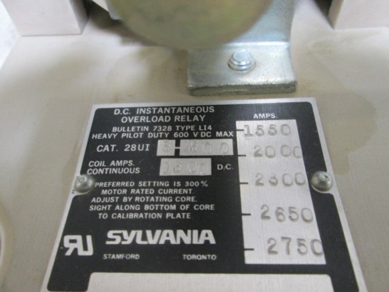 SYLVANIA 28UI-3-1500 OVERLOAD RELAY  UNMP