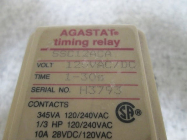 AGASTAT SSC12ACA TIME-DELAY RELAY 120VAC  UNMP