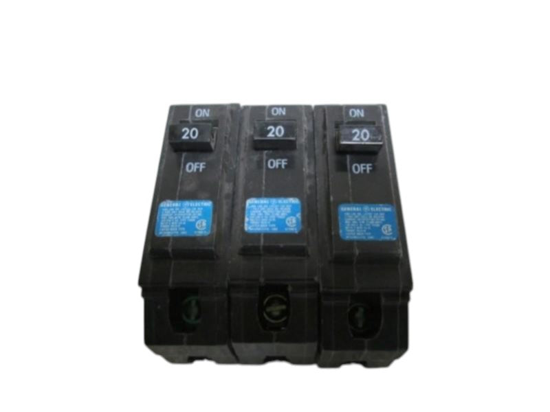 LOT OF 3 GENERAL ELECTRIC THHQB120 CIRCUIT BREAKERS 20AMP UNMP
