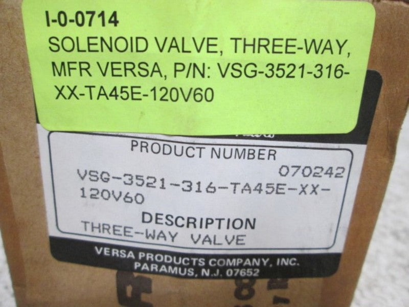VERSA VSG-3521-316-TA45E-XX-120V60 THREE WAY VALVE  NSFS